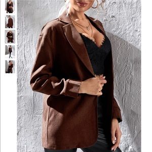 Shein Drop Shoulder Open Front Corduroy Blazer